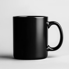 Black coffee mug mockup, solid white background, high resolution, high quality
