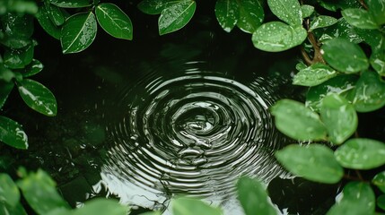 Serene Lakeside View on a Rainy Morning with Gentle Ripples