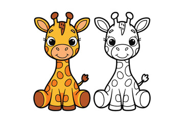 Fototapeta premium Cute Adorable Baby Giraffe Illustration vector