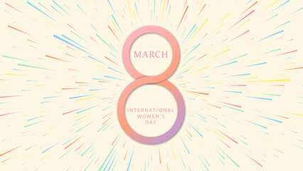 International Women"s Day Banner with Number 8