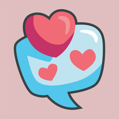 love chat sign with outline flat vector design.