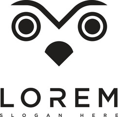 The owl logo icon is black with a minimalist and sharp design, reflecting wisdom, mystery and sharpness of vision. The silhouette is firm with striking eye details, giving the impression of bein