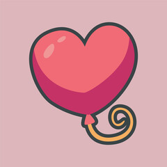love balloon with outline flat vector design.