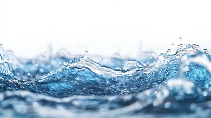 Abstract water waves with bubbles on a white background, isolated