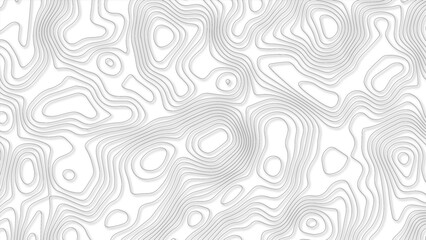 Topographic contour map. similar cartography illustration. Abstract modern white and black topographic contour map wavy line, digital print terrain lines texture white background.