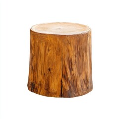 Classic Wooden Tree Stump Isolated on White Background for Design Purpose and Decoration