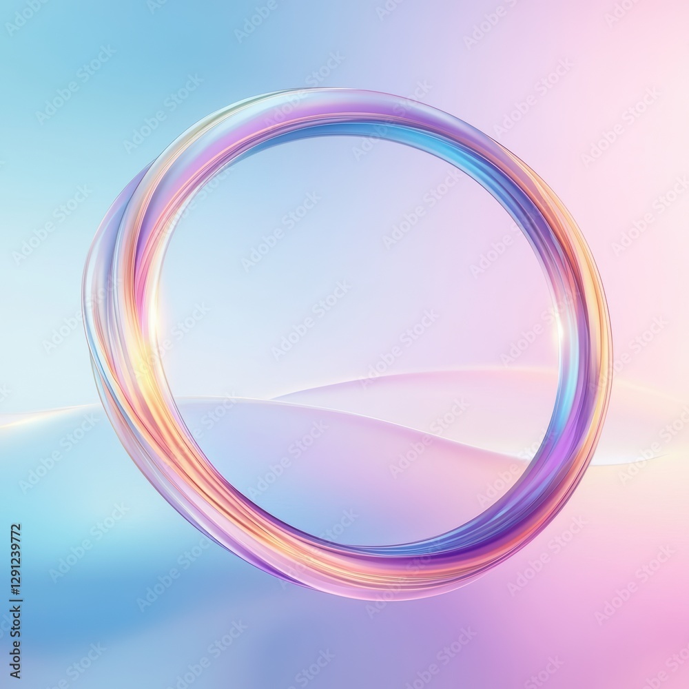 Poster abstract iridescent circle with smooth gradient background in soft colors
