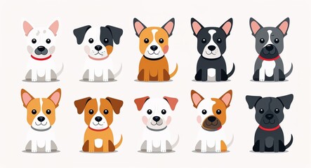 Naklejka premium Set bundle of dog minimalist childish style illustration on plain white background