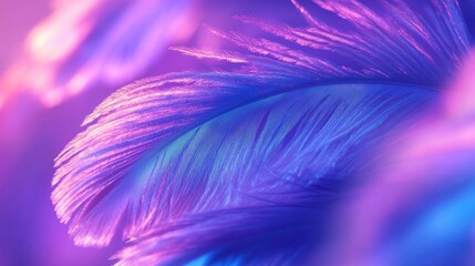 Obraz premium Vibrant Close-Up of Feather with Purple and Blue Hues in Soft Focus