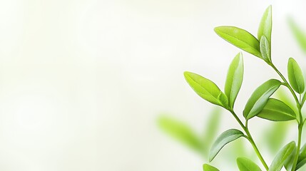 Fototapeta premium Bright Green Leaves on Soft White Background