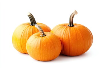 Three pumpkins on white background