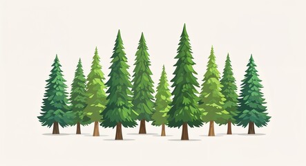 Obraz premium Set bundle of cypress tree minimalist childish style illustration on plain white background