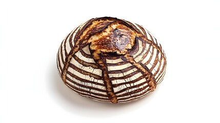 Beautifully Patterned Natural Rock with Unique Geometric Stripes on a White Background