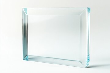 A Clear Glass Frame Stands on White Background