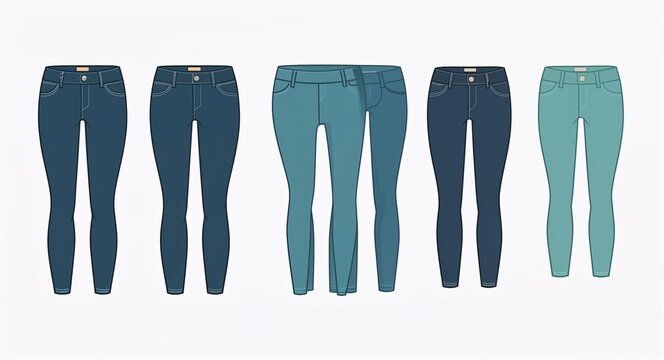 Set bundle of jeggings minimalist childish style illustration on plain white background