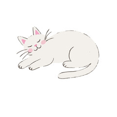 cat white cute in sleeping position illustration