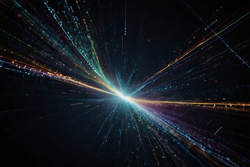 Fototapeta premium Bright blue laser light patterns glow with futuristic energy and shine, creating a magical backdrop