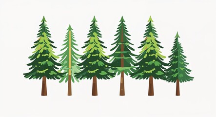 Obraz premium Set bundle of pine tree minimalist childish style illustration on plain white background