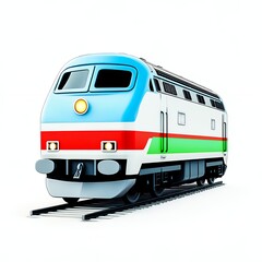 Naklejka premium Blue and Green Passenger Train 3D Model on White Background