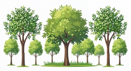 Obraz premium Set bundle of willow tree minimalist childish style illustration on plain white background