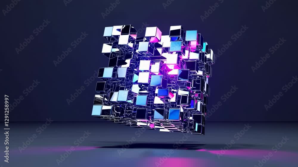 Poster abstract background with blue squares