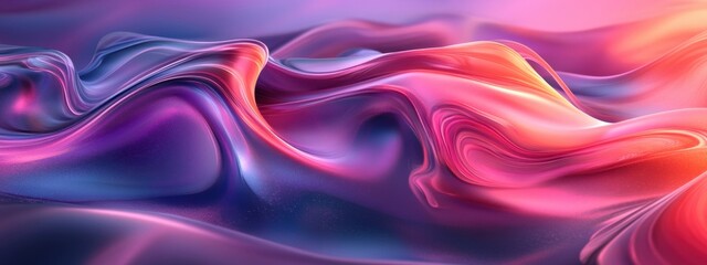 Fototapeta premium Surreal Abstract Waves of Colorful Fluid Shapes Merging and Flowing Together in Harmony