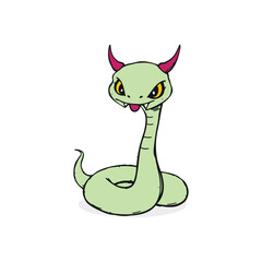 Cute Evil Snake Cartoon Vector Illustration for Kids Books and Stickers