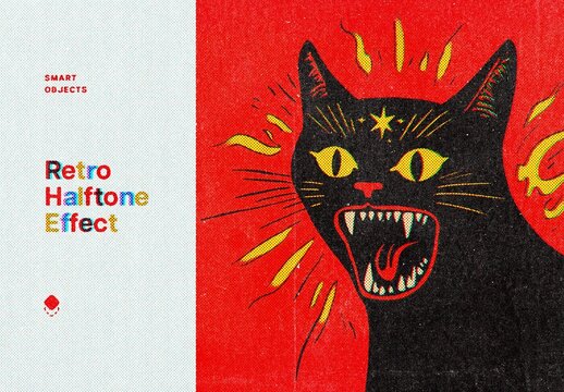 Retro Halftone Printer Design Effect Mockup