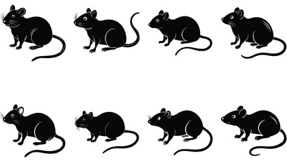 Mouse vector shilhouette bundle. Rat vector shilhouette bundle 