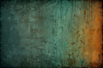 Distressed Grunge Abstract Texture with Teal and Orange Hues