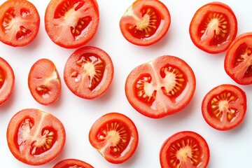 Sliced Tomatoes on White Background