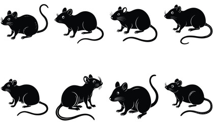 Mouse vector shilhouette bundle. Rat vector shilhouette bundle 