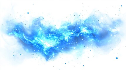 Fototapeta premium Abstract blue energy wave with glowing plasma particles in a dynamic swirling motion on a white background