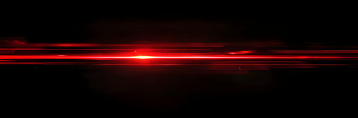 Red speed light horizontal straight line on black background. Realistic vector illustration of abstract neon or laser glow motion effect. Long dynamic flare beam and ray with sparkle in movement.