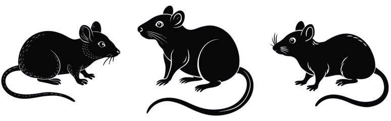 Mouse vector shilhouette bundle. Rat vector shilhouette bundle 