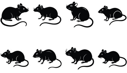 Mouse vector shilhouette bundle. Rat vector shilhouette bundle 