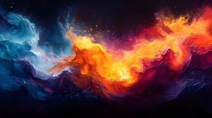 A Stunning Display of Dynamic Splashes: Exploring Vibrant Hues and Liquid Effects in Chaotic Harmony