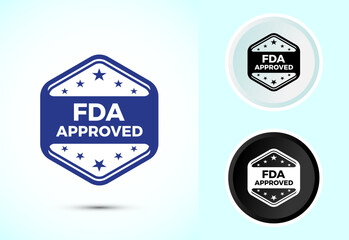 FDA approved icon, Food and Drug administration icon label, Color black and white