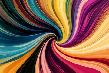 Fototapeta premium Illustration of a colorful abstract swirl, with bright, flowing lines that seem to move and change direction. The dynamic design and bold colors evoke energy and creativity.