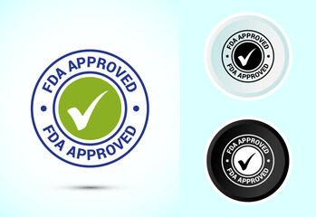 FDA approved icon, Food and Drug administration icon label, Color black and white