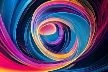Obraz premium Illustration of a colorful abstract swirl, with bright, flowing lines that seem to move and change direction. The dynamic design and bold colors evoke energy and creativity.