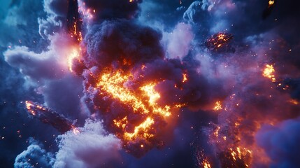 Naklejka premium Inferno: A Fiery Cosmic Explosion