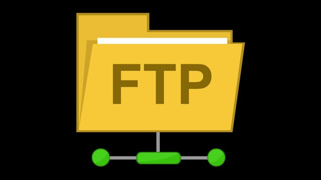 video animation icon file transfer via FTP system, on a transparent background with alpha channel set to zero