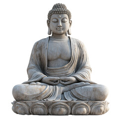 Fototapeta premium Serene Buddha Statue in Meditative Pose - White Background