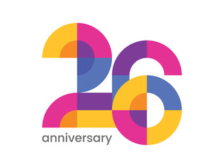 logo 26th anniversary celebration with colorful design, Modern geometric style. 