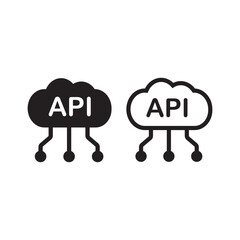 API vector icons set isolated on white
