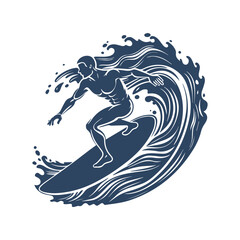 Surfboard Rider Silhouette Tropical Surf Clipart Design