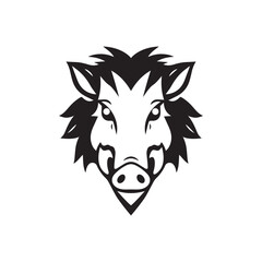 Simple Creative Minimal Wild Boar Head Logo Design Silhouette Vector