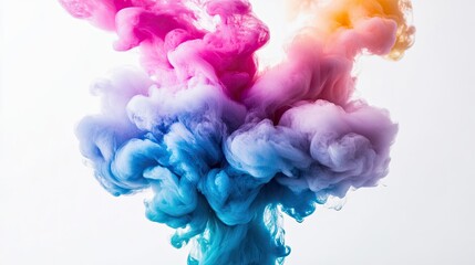 Obraz premium Liquid dye colors blending together to form soft pastel hues against a white background.