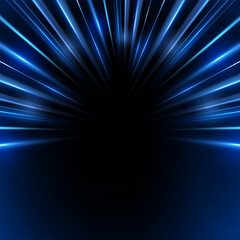 Obraz premium Dynamic motion light trails with motion blur effect on dark background. Modern abstract high-speed movement. Futuristic, technology pattern for banner or poster design.